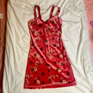 Floral velvet mini dress